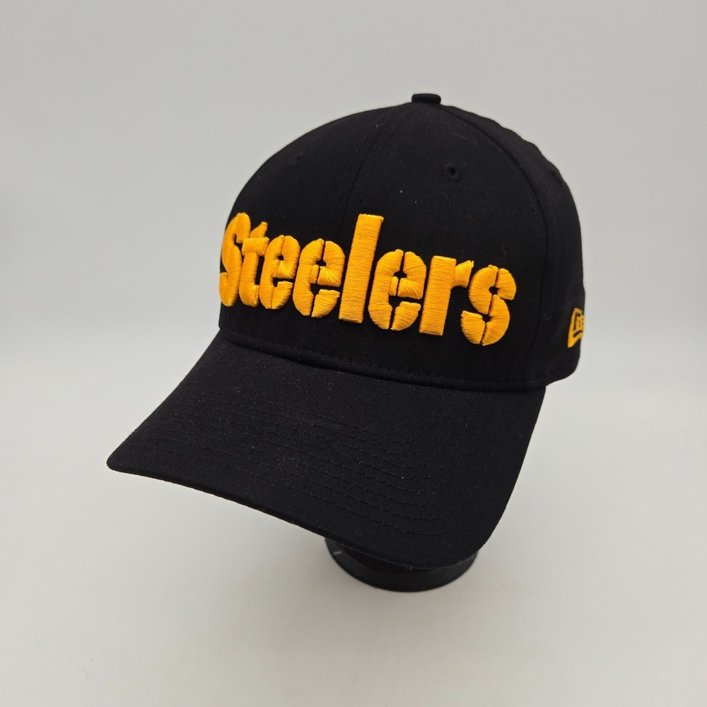 New Era 39thirty Pittsburgh Steelers Hat Baseball Cap Black Small Medium Stretch